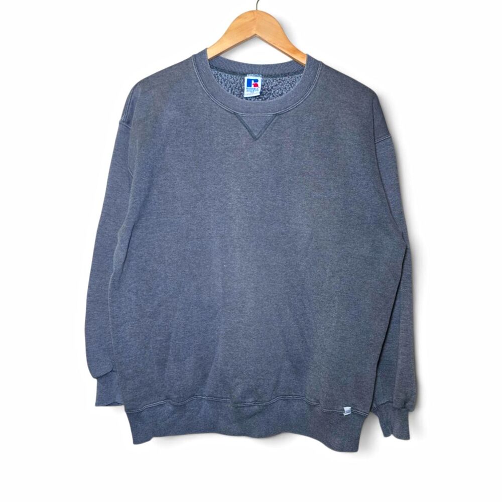 Vintage 90s Russell Athletic Sweatshirt Mens XL Grey Blank USA Made Crewneck